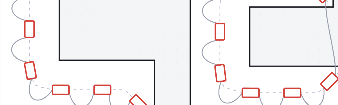 LED modules evenly placed around a channel-letter curve, spacing and corner clearance checked in the MapMySign editor